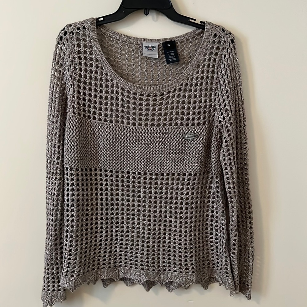 Harley Davidson Crochet Sweater, Gray, XL, Very Good Used Condition